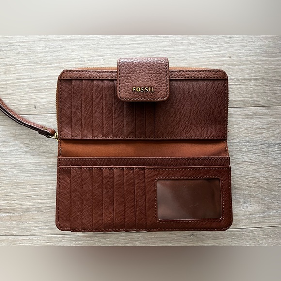 NWT Fossil Madison Zip Clutch Medium Brown - Picture 5 of 8